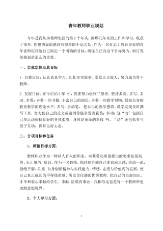 青年教师职业生涯规划书(XXX)