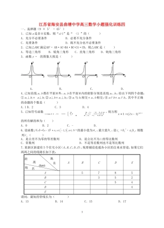江苏省海安县曲塘中学高三数学小题强化训练四 新课标 人教版