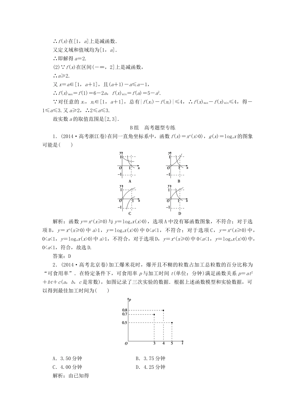 优化探究高考数学一轮复习 第二章 第四节 二次函数与幂函数课时作业 理 新人教A版-新人教A版高三全册数学试题_第3页