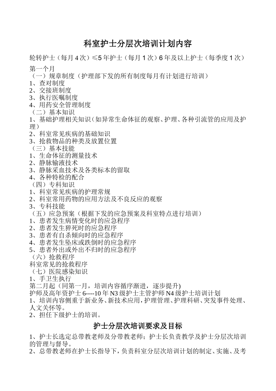 科室分层次培训计划内容_第1页
