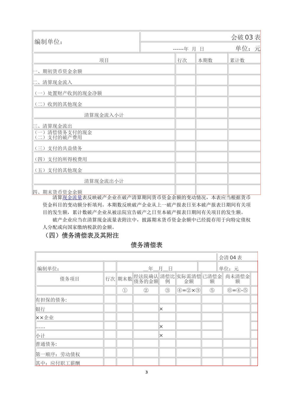 破产企业清算财务报表及其附注_第3页