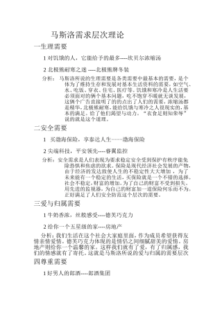 马斯洛需求层次理论案例