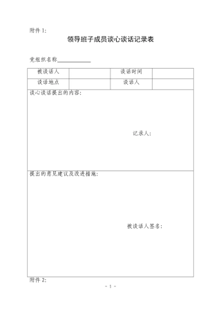领导班子成员谈心谈话记录表
