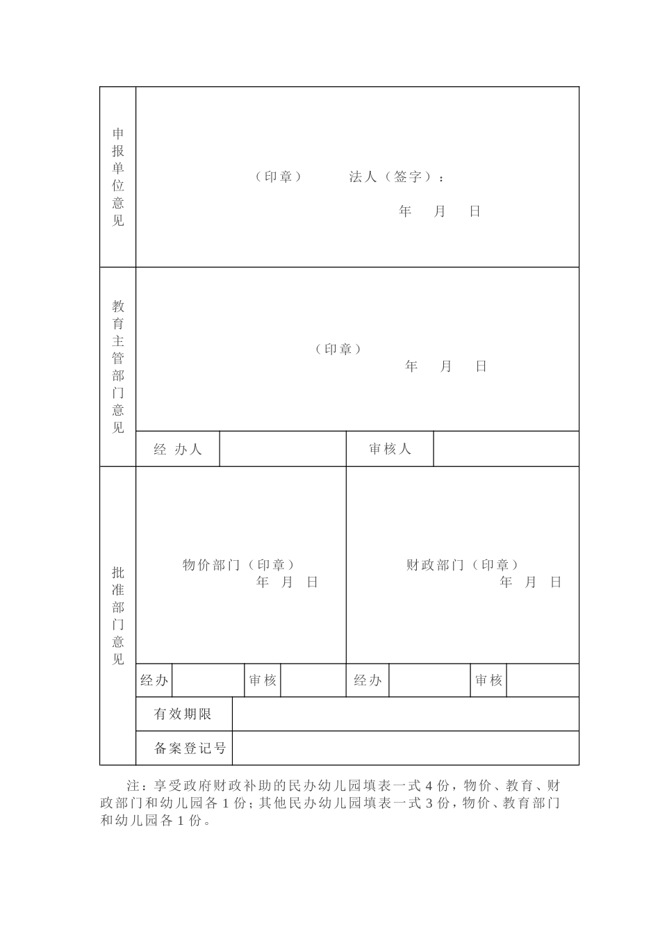 民办幼儿园收费标准备案表_第2页