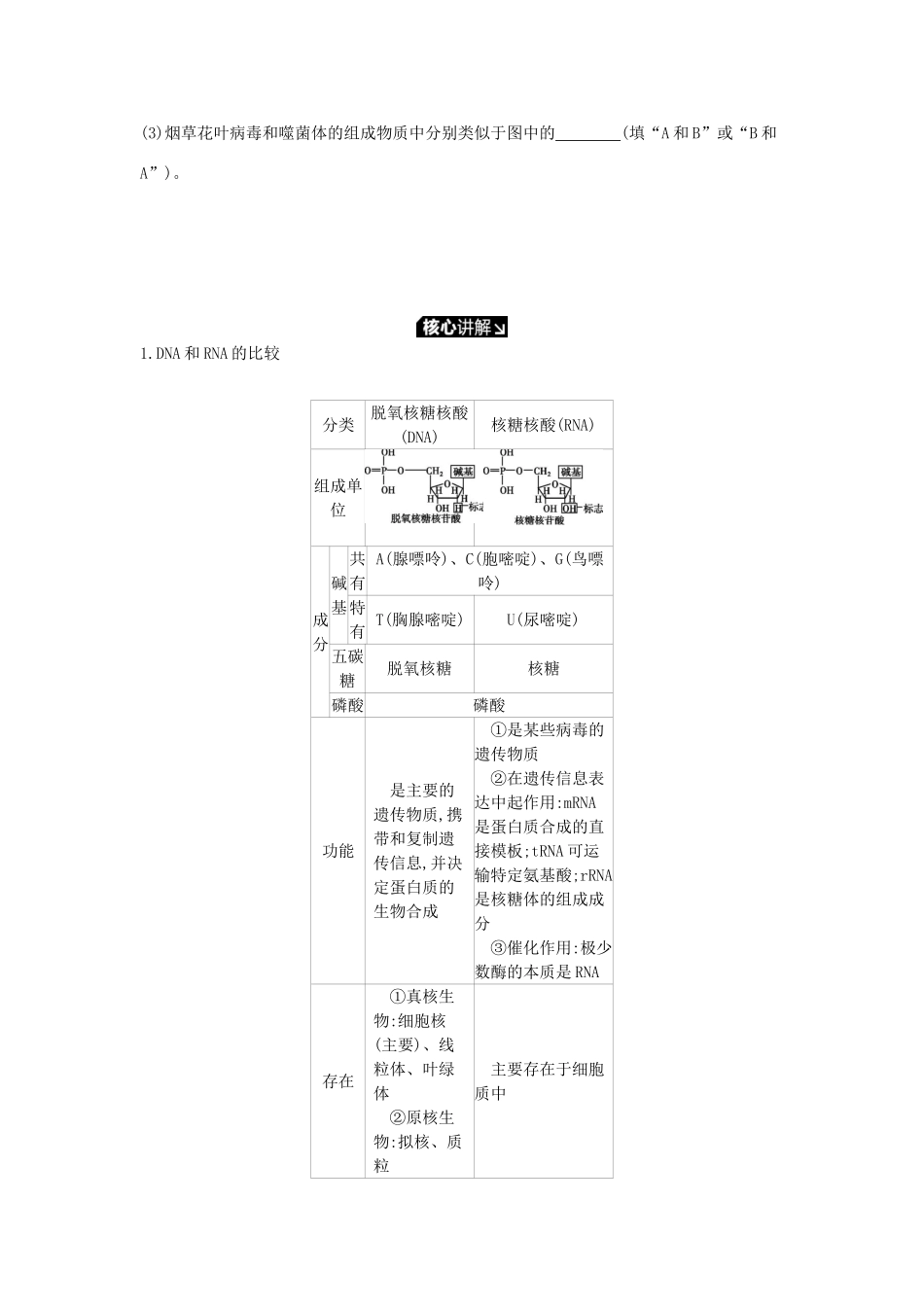 高考生物一轮复习 第1单元 走近细胞与细胞的分子组成 第4讲 核酸与细胞中的糖类和脂质学案 苏教版-苏教版高三全册生物学案_第2页