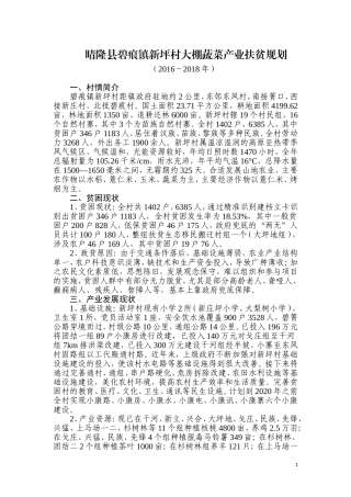 晴隆碧痕镇新坪村大棚蔬菜产业扶贫规划