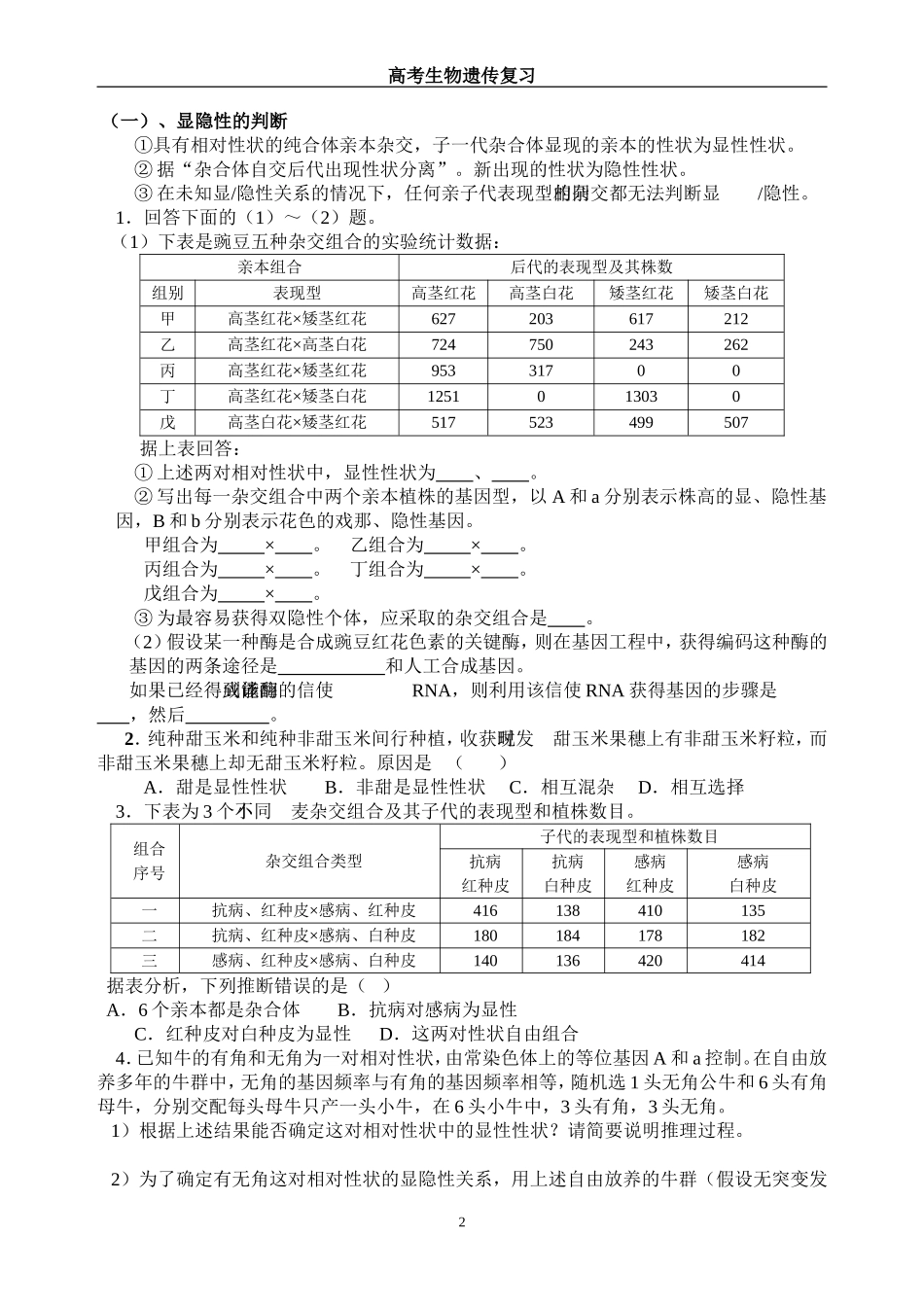 孟德尔遗传定律-专题复习_第2页