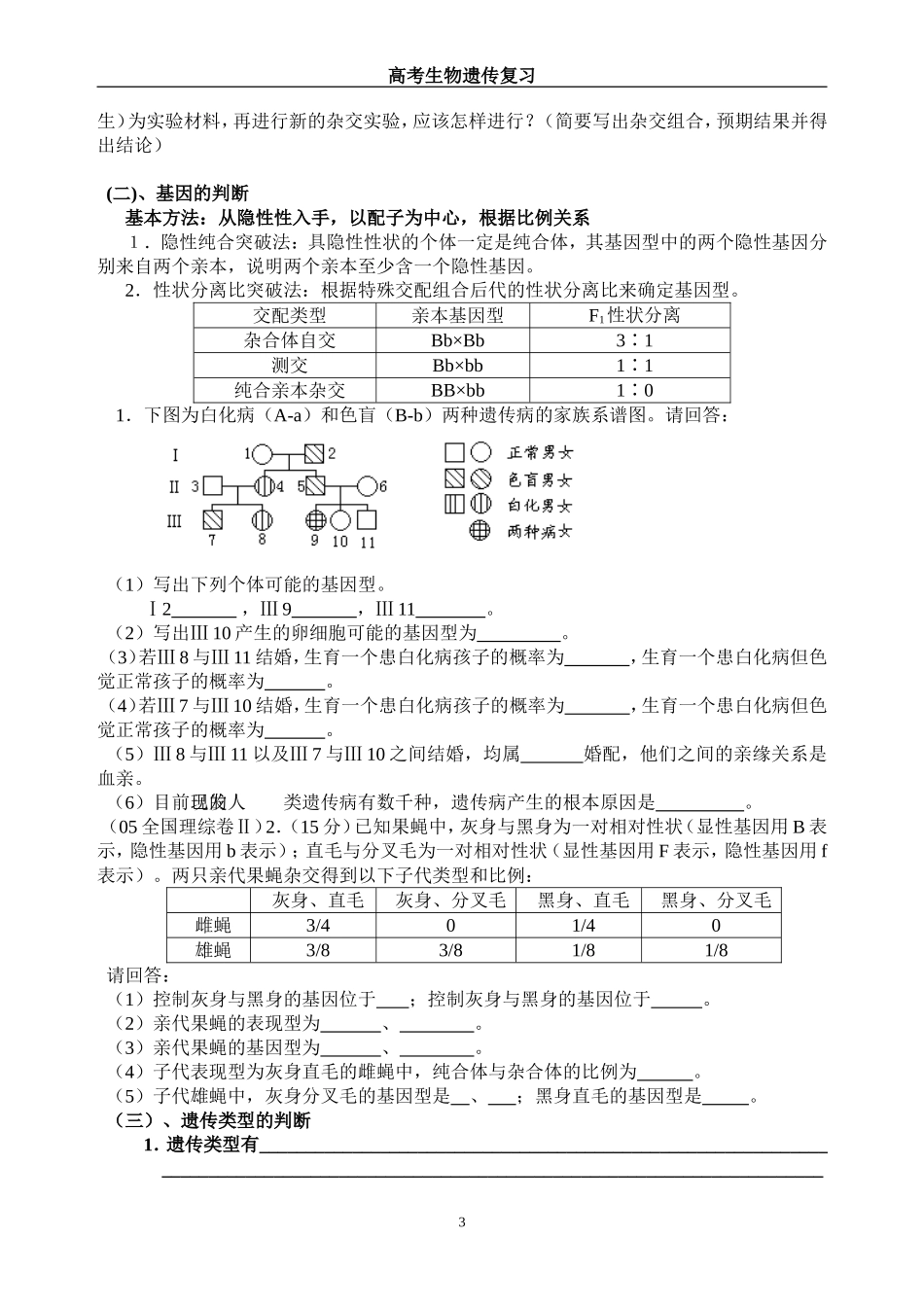 孟德尔遗传定律-专题复习_第3页