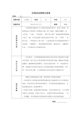 区域活动观察记录表