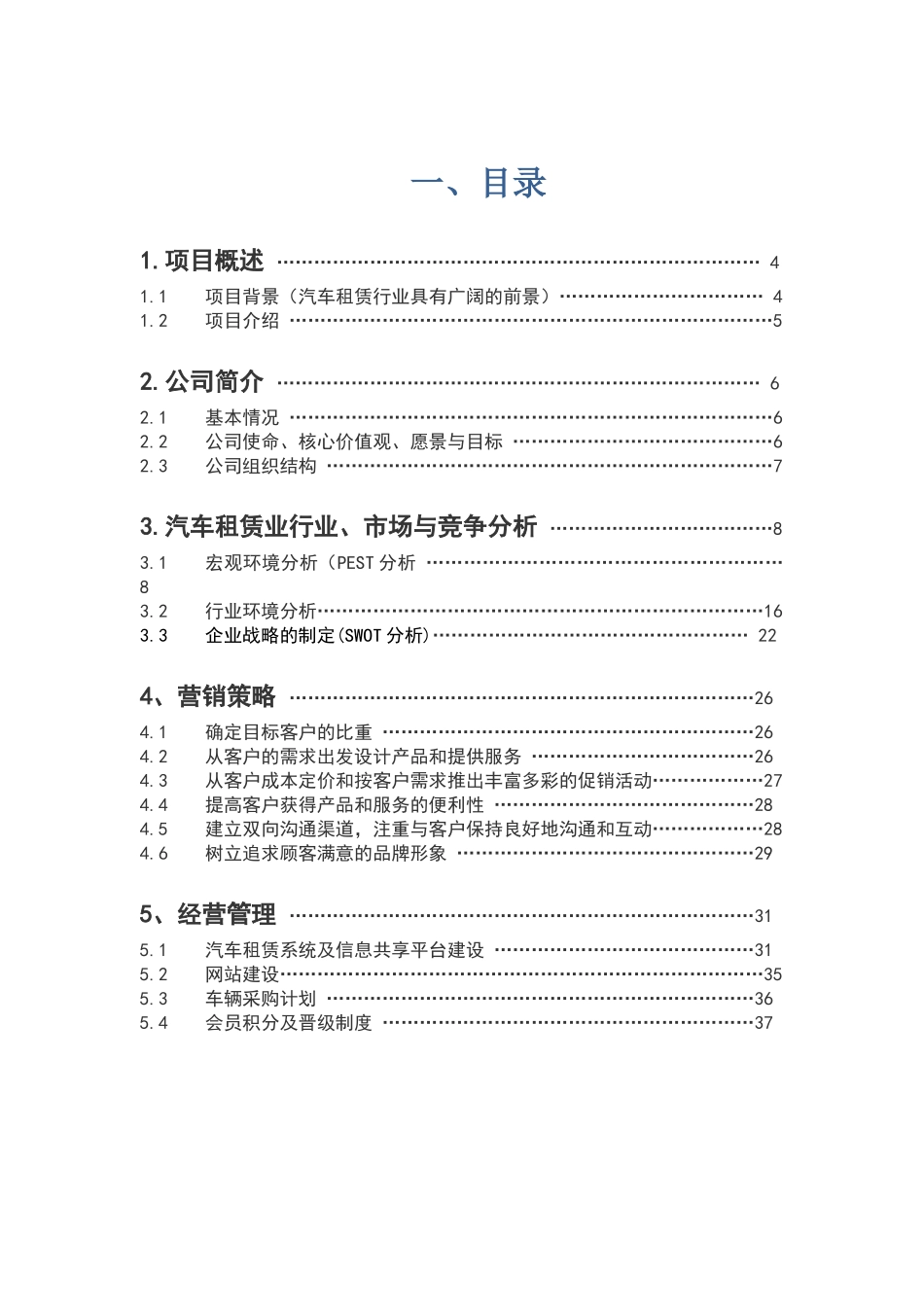 汽车租赁公司商业计划书_第1页