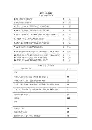 康复评定常用标准量表