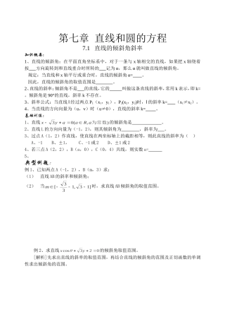 直线的倾斜角和斜率