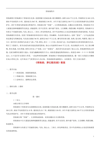 五年级语文下册 青海湖，梦幻般的湖教案1 人教版