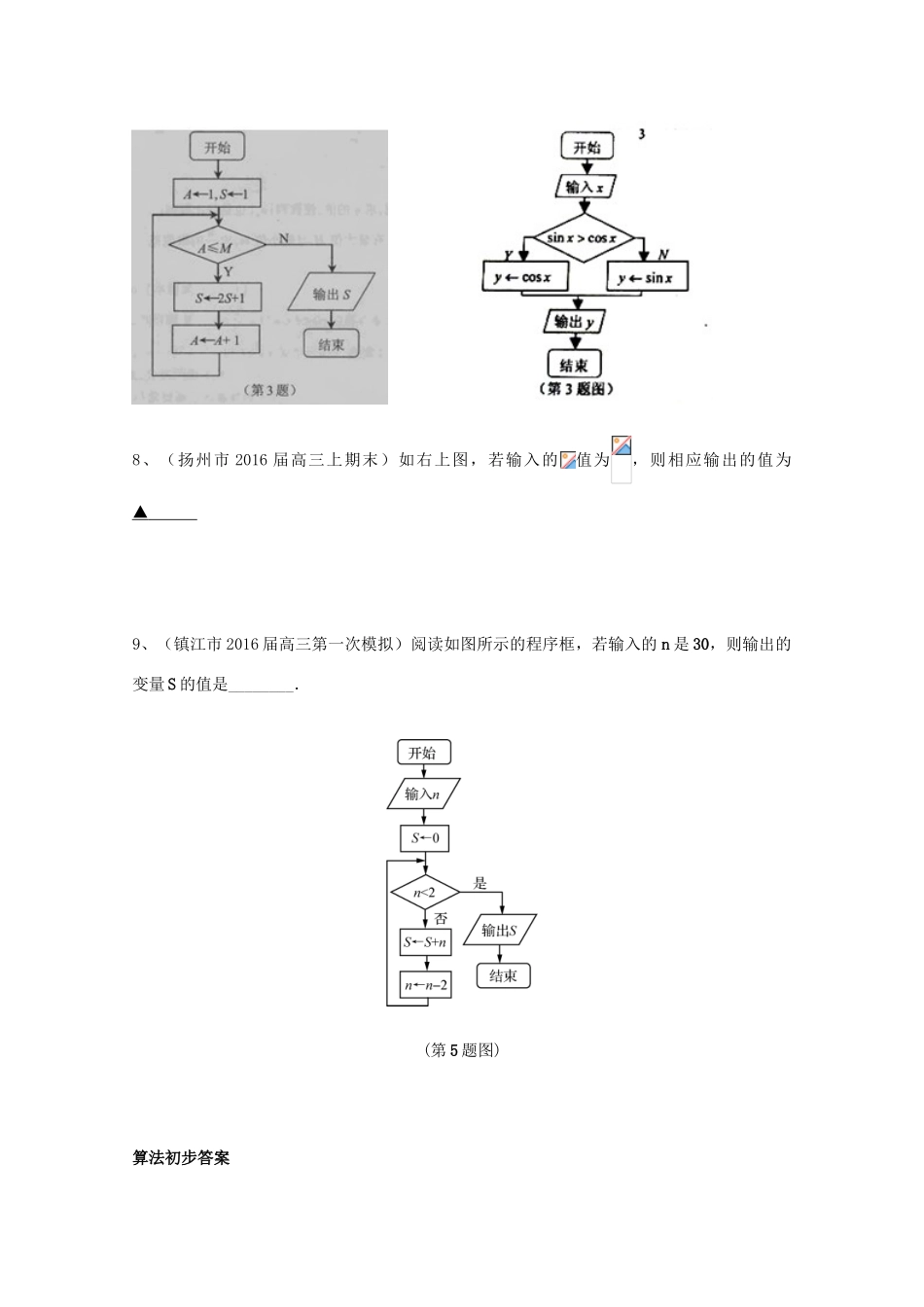 江苏省13市县高三数学上学期期末考试试题分类汇编 算法初步与复数-人教版高三全册数学试题_第3页