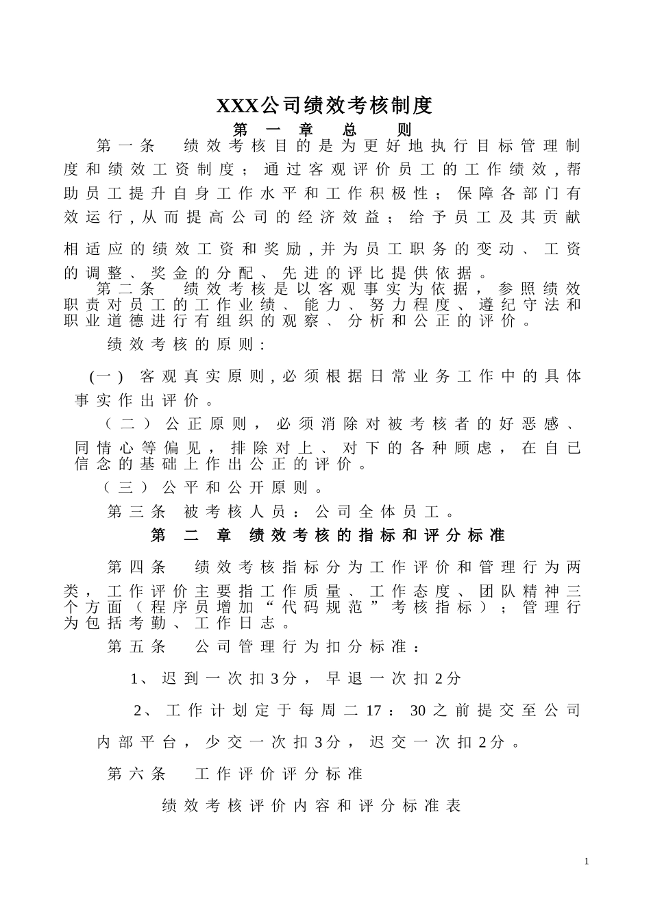 某小型软件公司绩效考核制度[1]_第1页