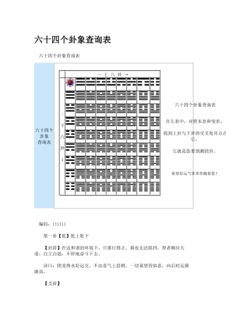 六十四个卦象查询表