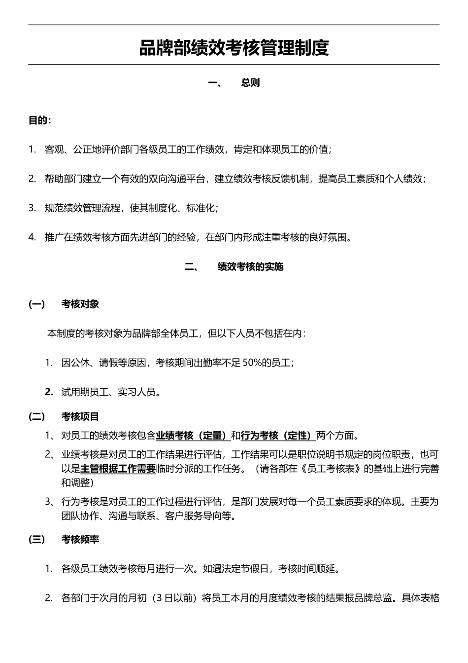 品牌部绩效考核管理制度V1.0_第1页