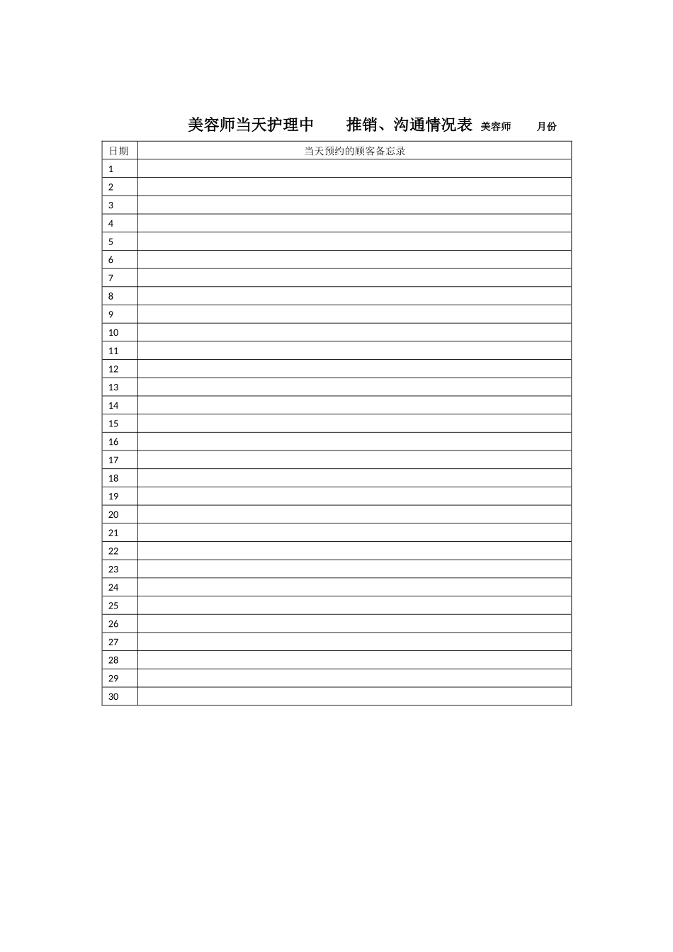 美容院内各种表格_第3页