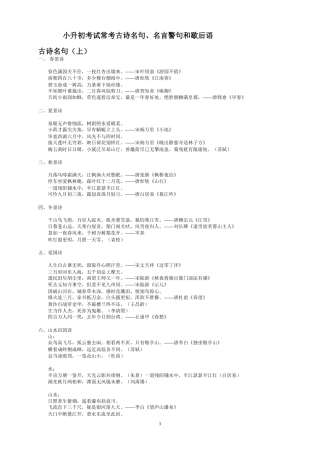 精华整理版——小升初考试常考古诗名句、名言警句、歇后语和成语