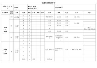 拍摄时间流程安排表