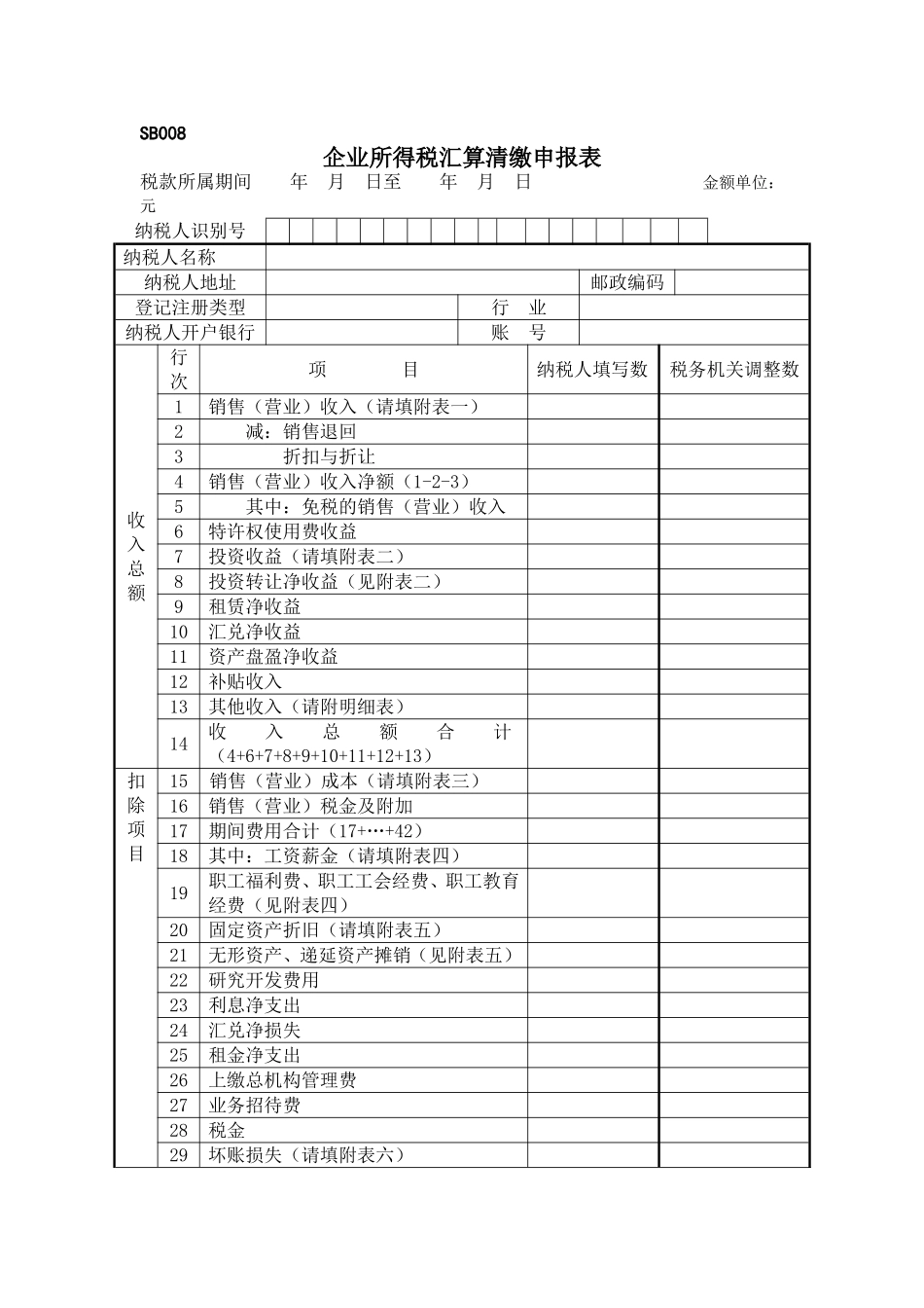 企业所得税汇算清缴申报表_第1页