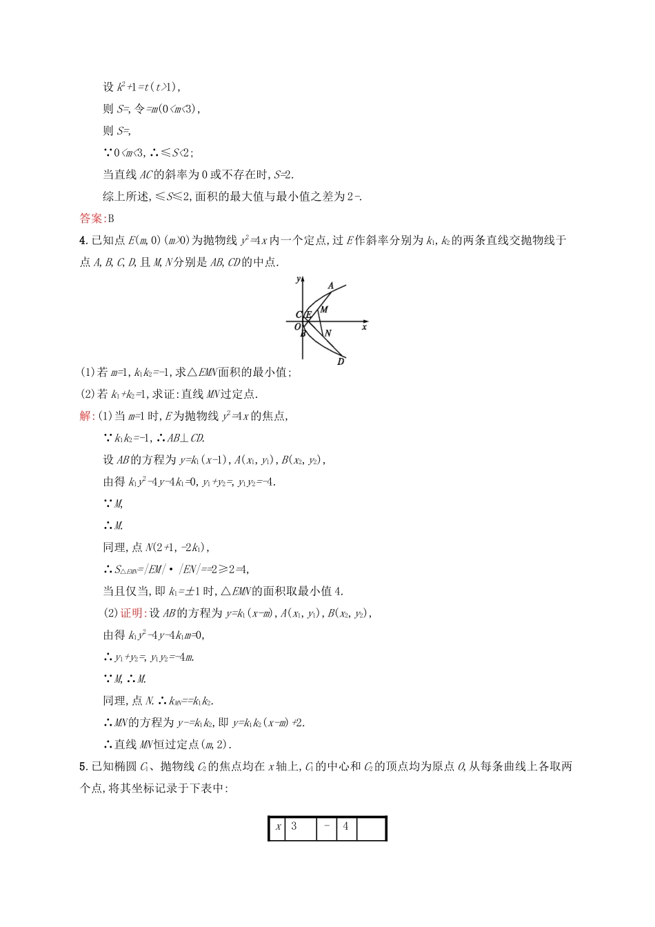 赢在高考高考数学二轮复习 专题七 解析几何 7.3 圆锥曲线的综合应用素能演练提升 文-人教版高三全册数学试题_第2页