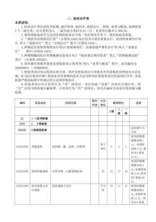 内蒙古自治区医疗服务价格表(二)医技诊疗类