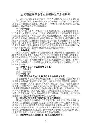 金河镇蔡家滩小学七五普法五年总体规划