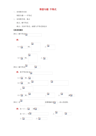 寒假专题 不等式 人教版