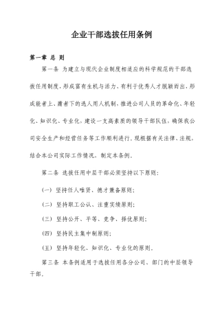 企业干部选拔任用条例