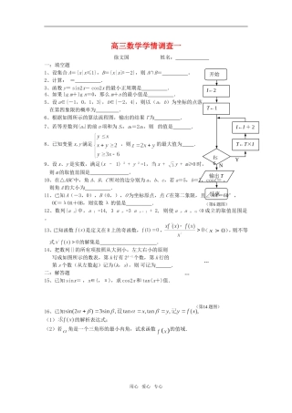 江苏省蒋垛中学高三数学学情调查苏教版