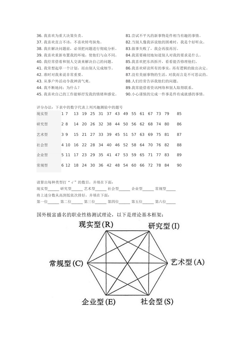 全套霍兰德职业兴趣测试题_第2页