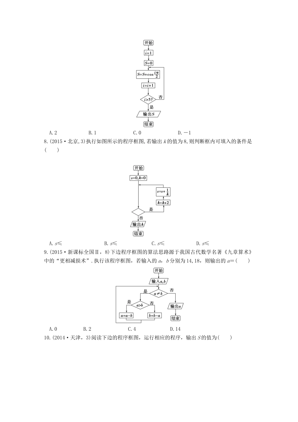 三年高考两年模拟高考数学专题汇编 第十一章 算法初步 理-人教版高三全册数学试题_第3页