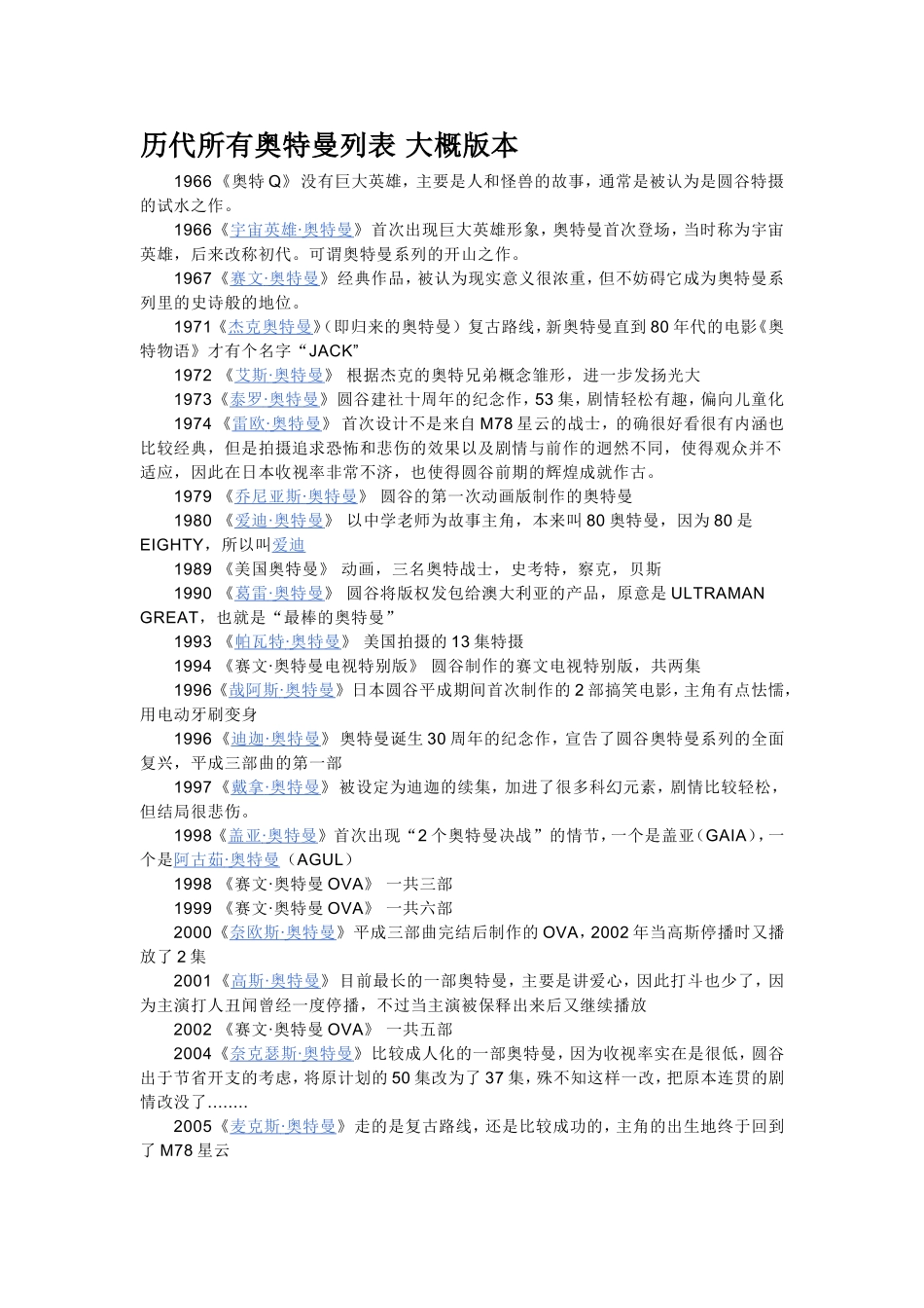 历代所有奥特曼列表_第1页