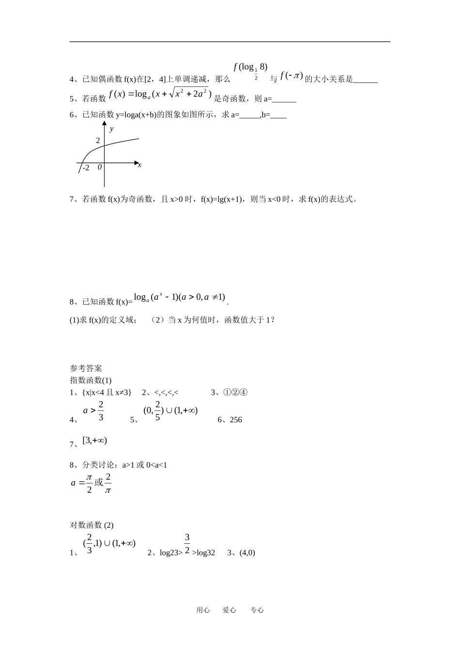 江苏省安宜高级中学鲁垛校区高一数学作业：对数函数（苏教版必修1）_第2页