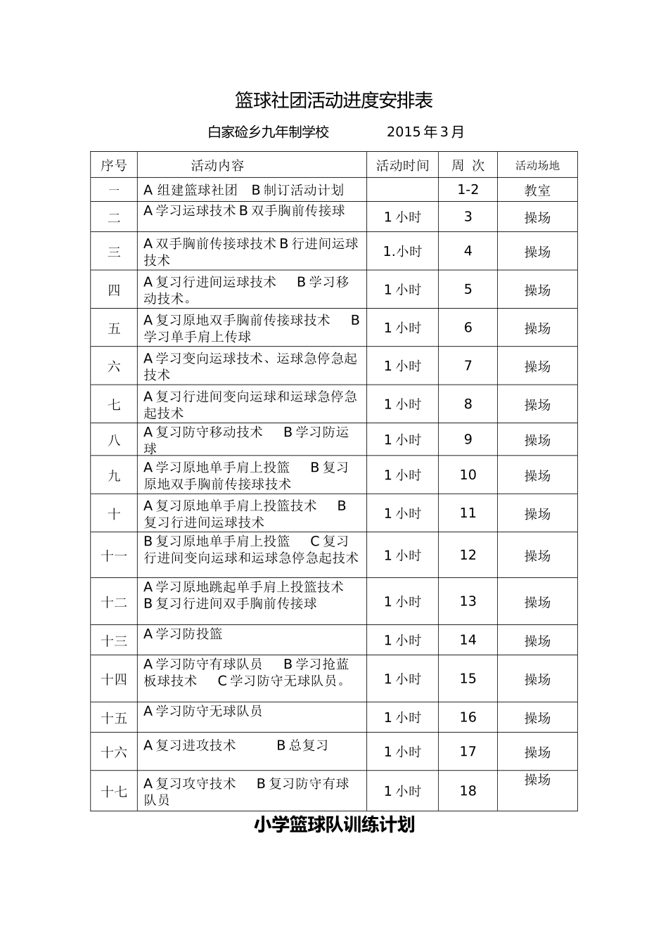 篮球进度安排表及计划_第1页