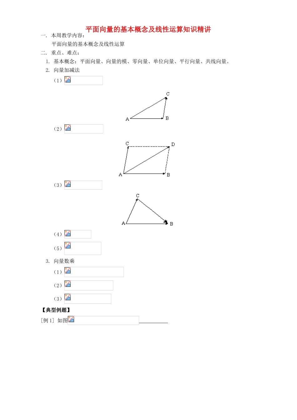 平面向量的基本概念及线性运算知识精讲 人教实验版A_第1页