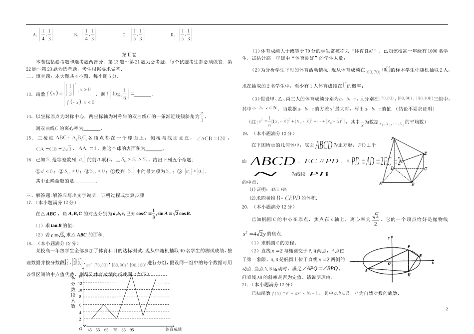 云南省腾冲市高三数学模拟试卷2-人教版高三全册数学试题_第2页