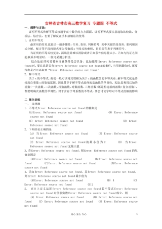 吉林省吉林市高三数学复习 专题四 不等式