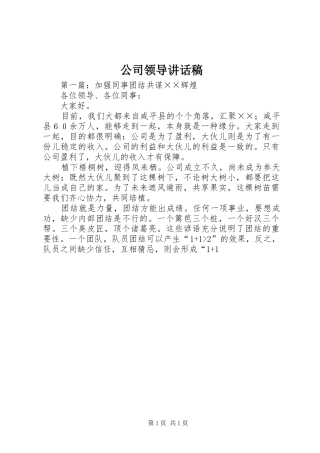 公司领导讲话发言稿