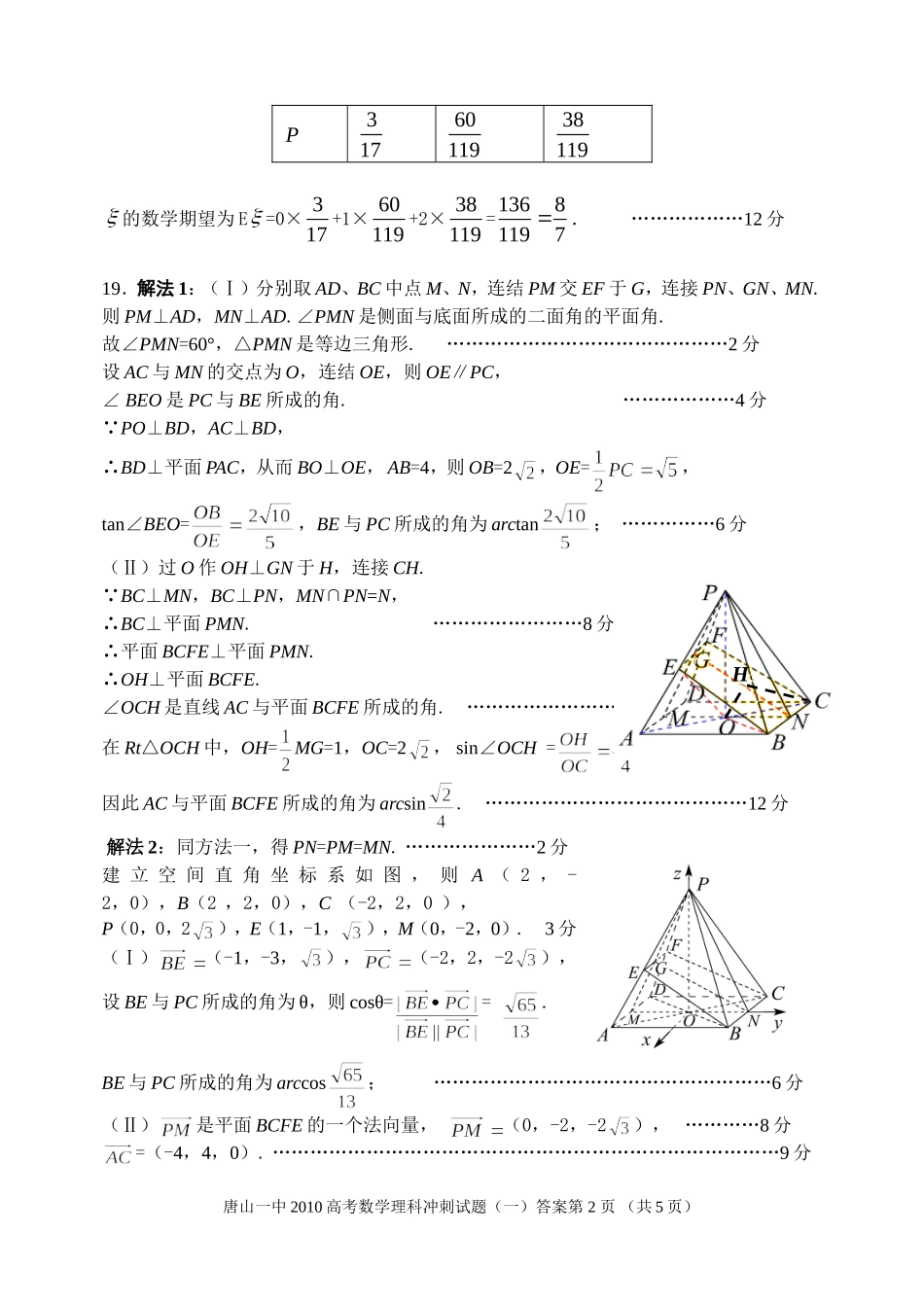 数学理冲刺(一)答案_第2页