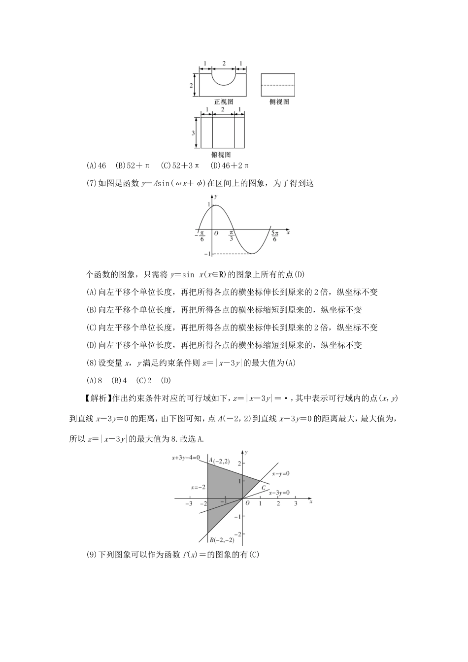 山东省济南市历下区高考数学模拟卷（一）文-人教版高三全册数学试题_第2页