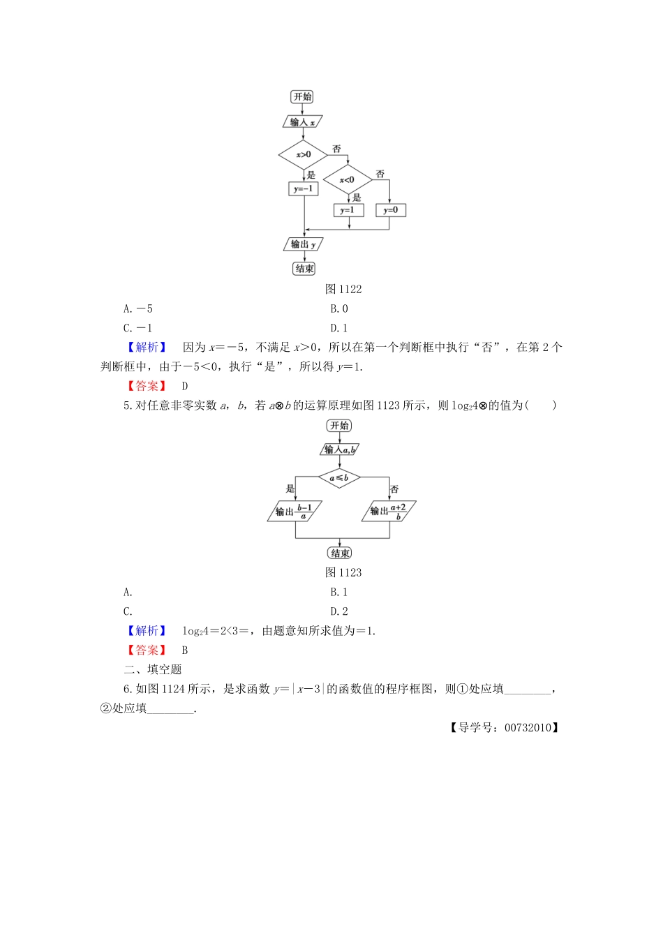 高中数学 第一章 算法初步 1.1.2-1.1.3 第2课时 条件分支结构学业分层测评 新人教B版必修3-新人教B版高一必修3数学试题_第2页