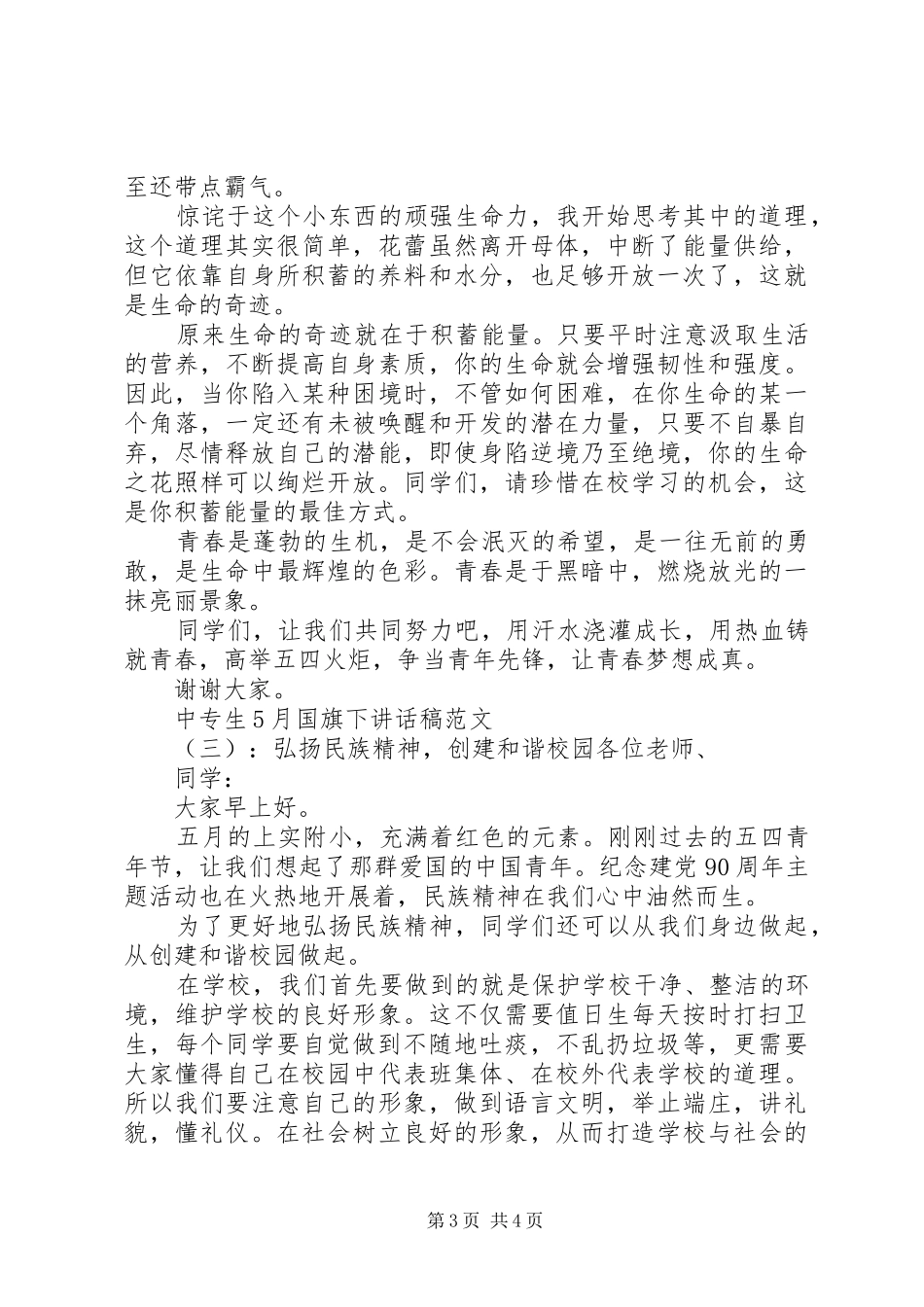 中专生5月国旗下讲话发言稿_第3页