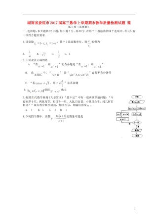 湖南省娄底市高三数学上学期期末教学质量检测试题 理-人教版高三全册数学试题