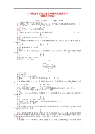 广东省广州仲元中学高三数学 专题训练《圆锥曲线方程》解析版