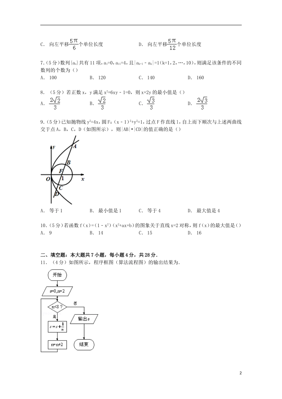 山东省济宁市曲阜一中高考数学模拟试卷 理（含解析）-人教版高三全册数学试题_第2页