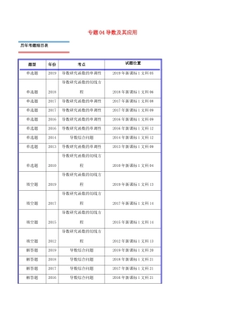 十年真题（-）高考数学真题分类汇编 专题04 导数及其应用 文（含解析）-人教版高三全册数学试题