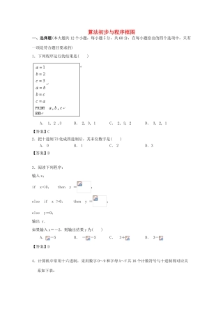 广东省广州市高考数学一轮复习模拟试题精选 专题 算法初步与程序框图-人教版高三全册数学试题