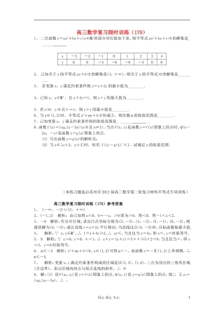 江苏省高三数学复习每天30分钟限时训练170 苏教版